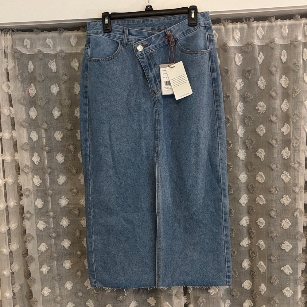 Lafayette 148 New York Blue Denim Maxi Skirt